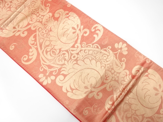 アンティーク　花更紗模様織り出し袋帯（着用可）